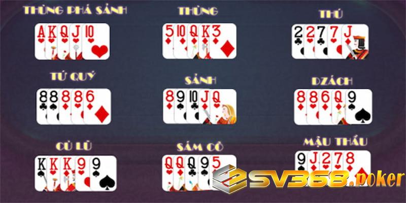 binh xập xám Cấp bậc bài trong binh xập xám